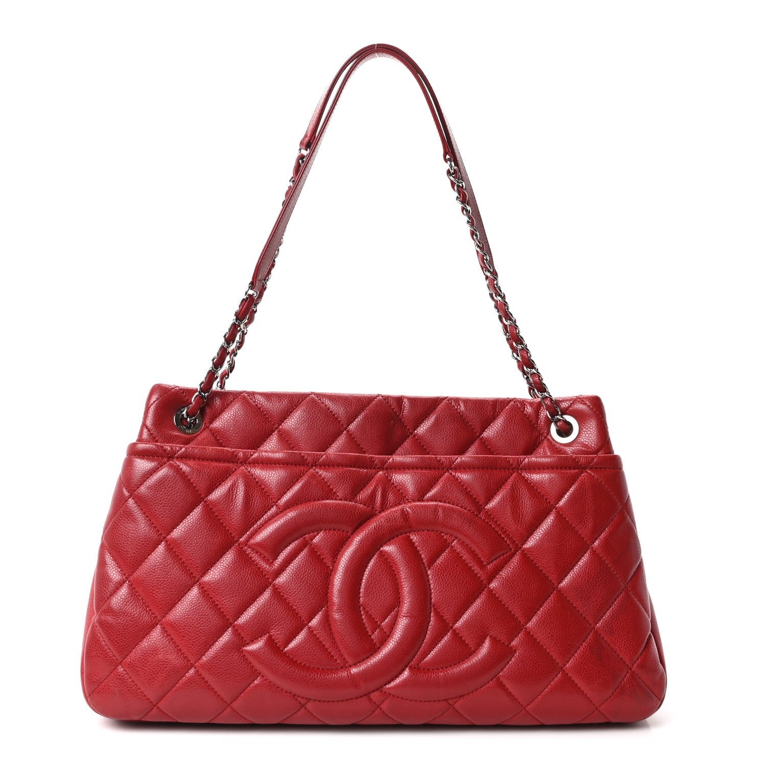 Caviar Quilted Timeless CC Soft Tote Red Red