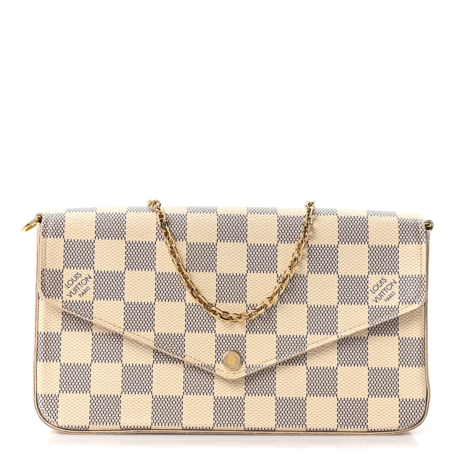 Louis Vuitton Damier Azur Pochette Felicie Chain Wallet Rose Ballerine