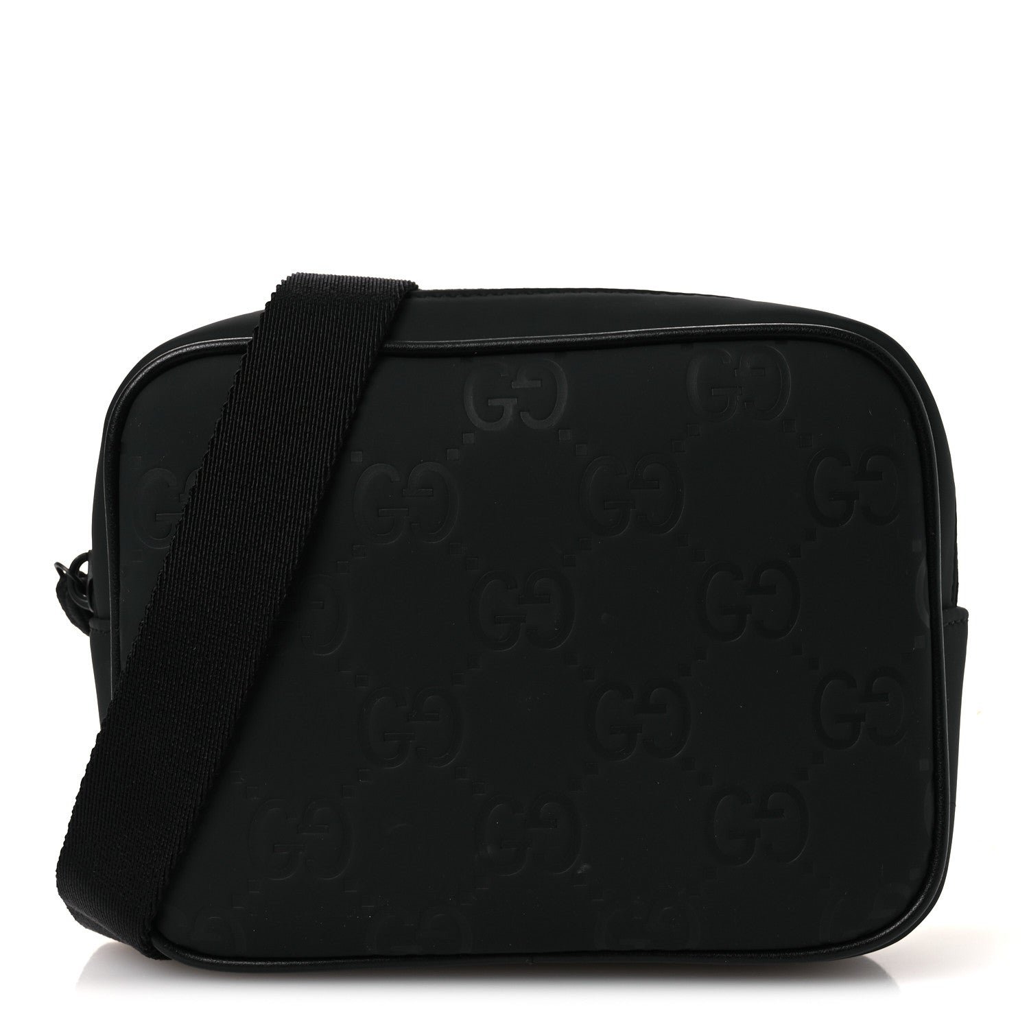 Gucci Rubber Effect Monogram GG Crossbody Bag Black