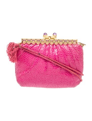 Embossed Leather Evening Bag