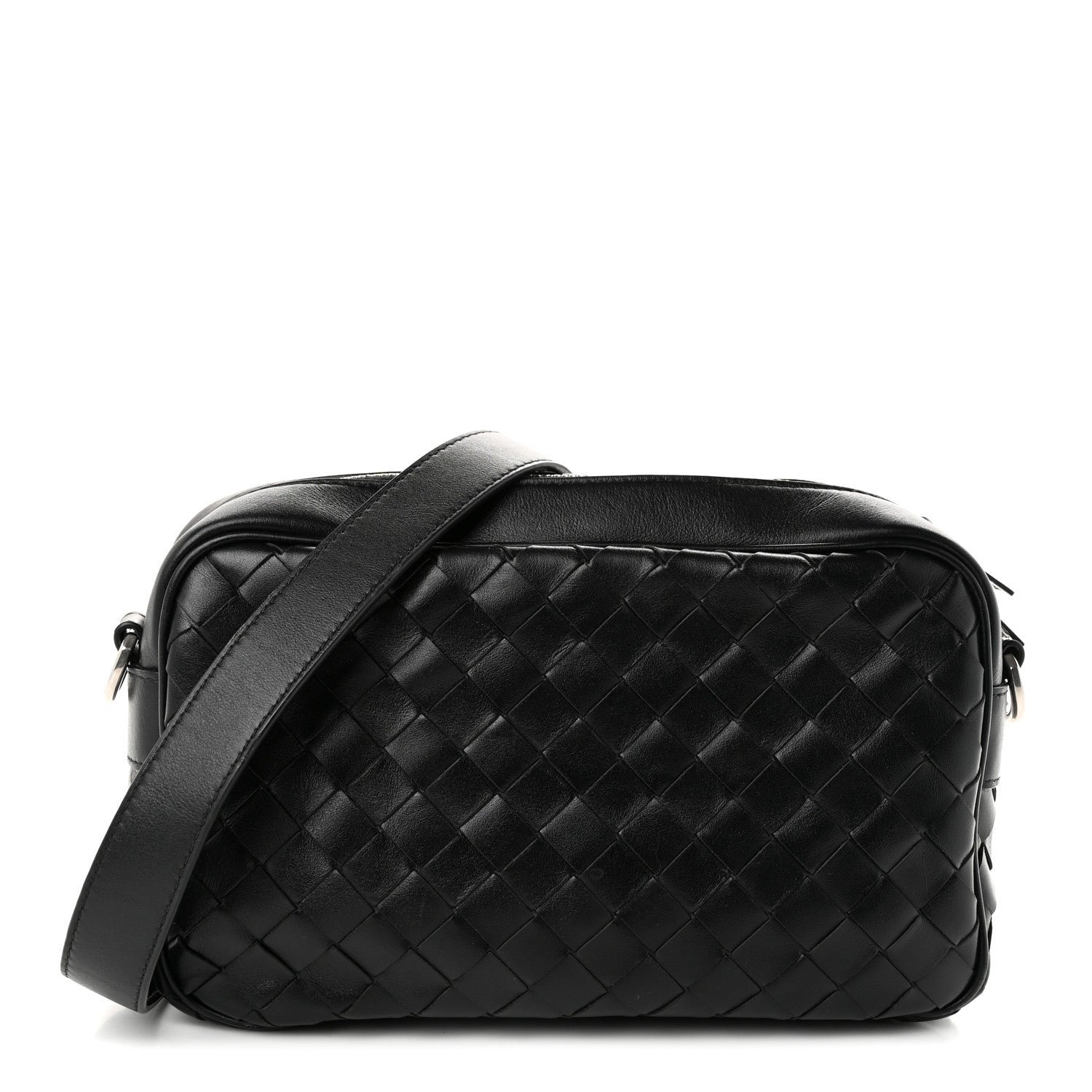 Bottega Veneta Bottega Veneta Calfskin Intrecciato Small Camera Bag Black