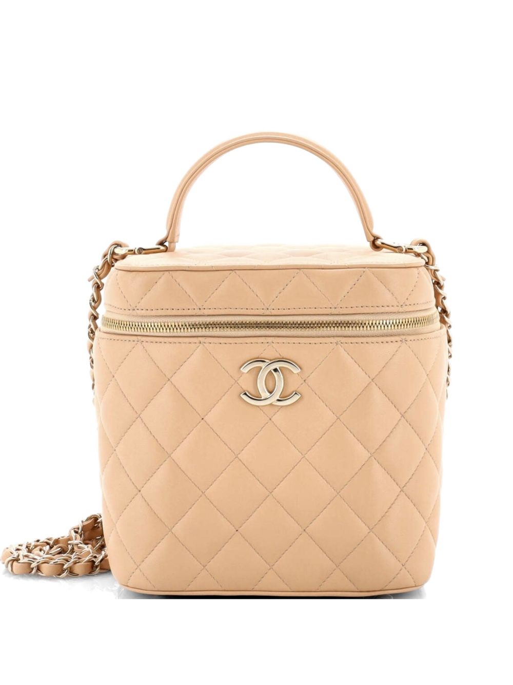 CC Top Handle Vanity Case with Chain Quilted Lambskin Small crossbody bag