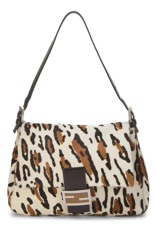 Brown Leopard Print Pony Hair Shoulder Bag