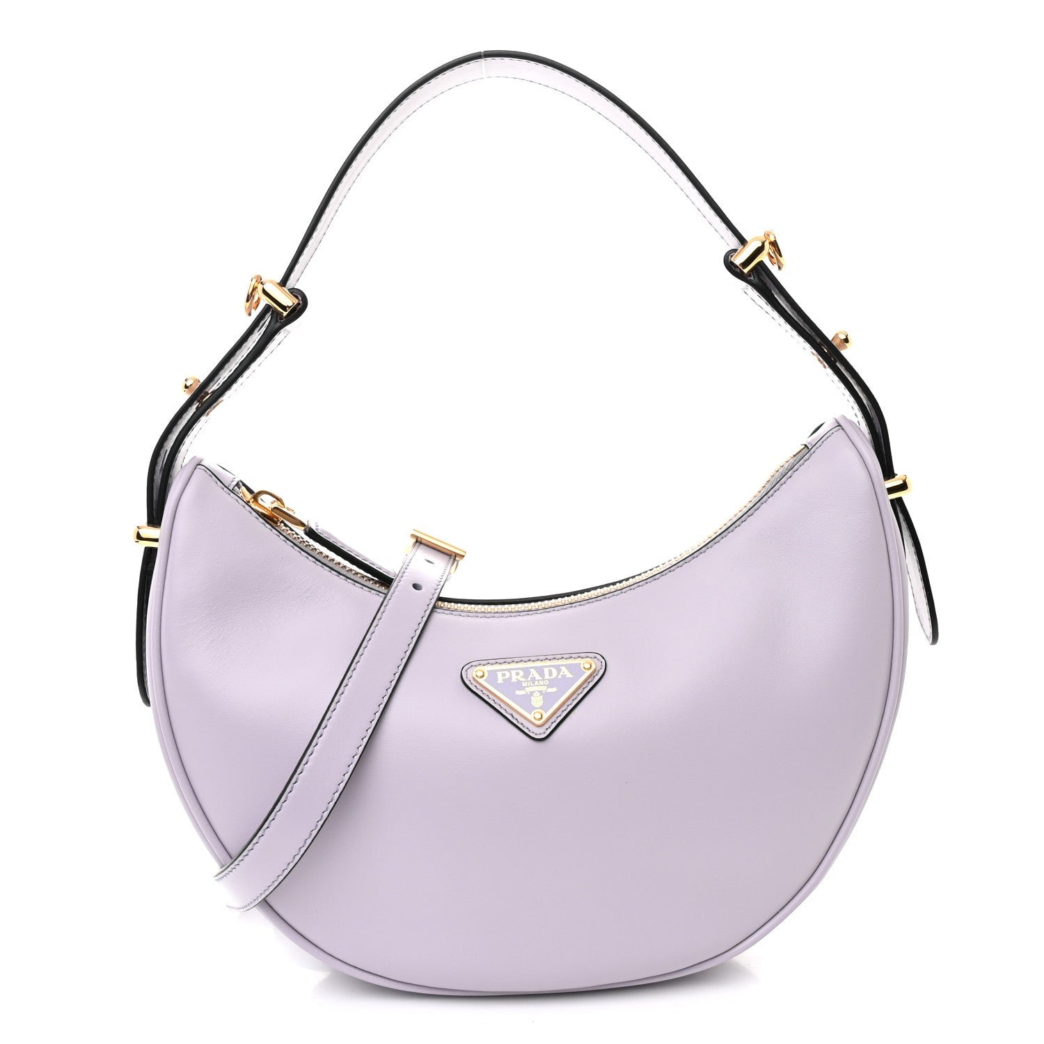 Prada Soft Calfskin Arque Shoulder Bag Glicine