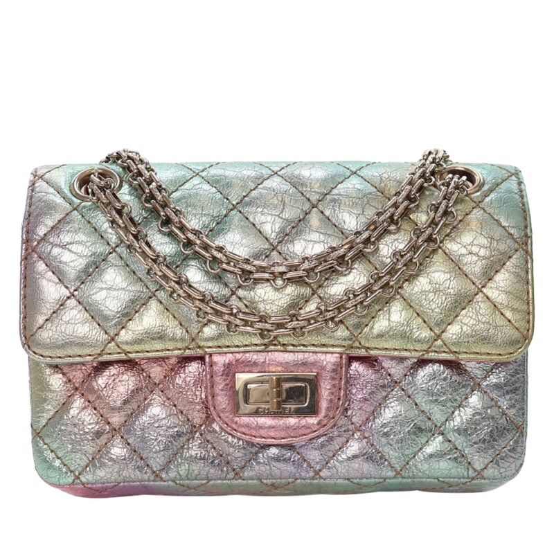 Chanel Multicolor Aged Quilted Calfskin Mini 2.55 Reissue Flap Bag 224 Aged Gold Hardware, 2020