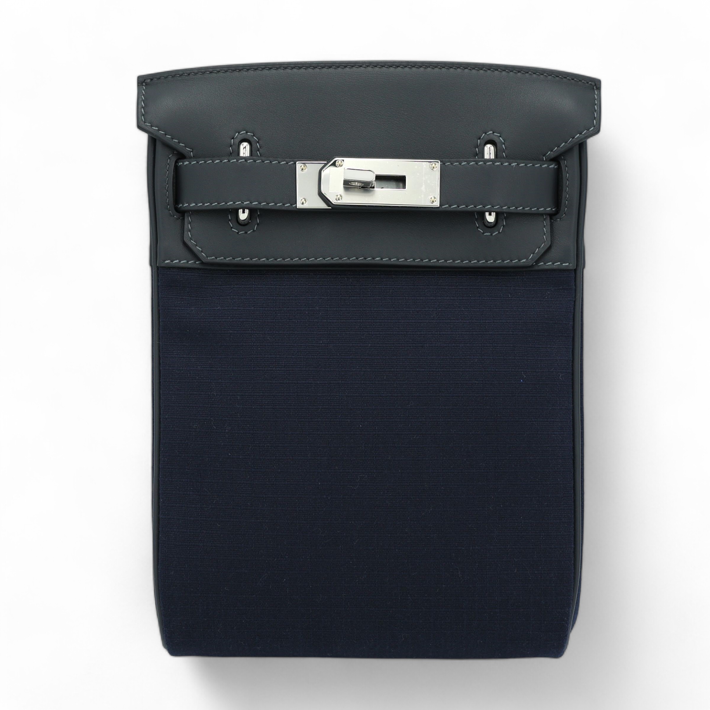Brand New ( Rank N ) HERMÈS Hac a Dos PM Black Bleu Nuit (2Z) Canvas Swift Palladium hardware W (2024)