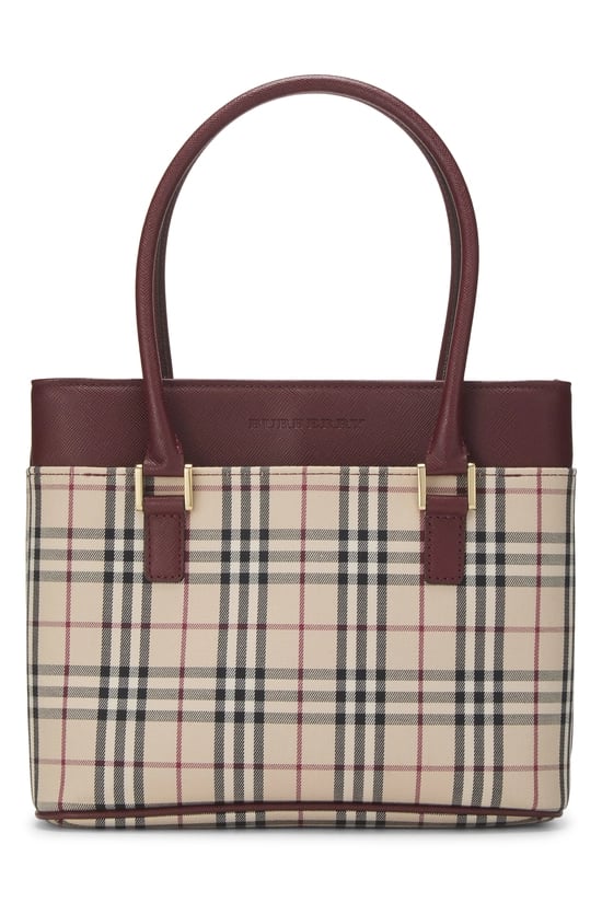 Burgundy Check Jacquard Handbag Mini