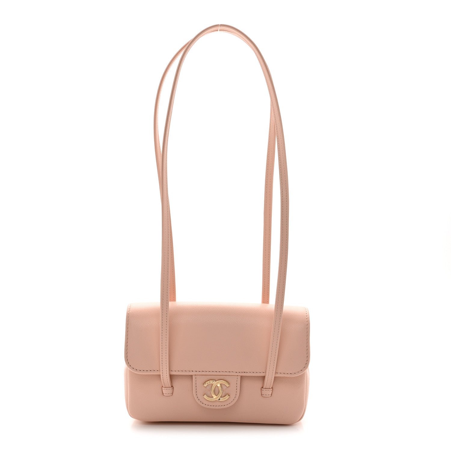 Chanel Shiny Caviar Mini Preppy Coco Shoulder Bag Light Pink