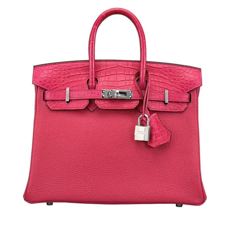 Framboise Matte Alligator and Togo Touch Birkin 25 Palladium Hardware, 2021