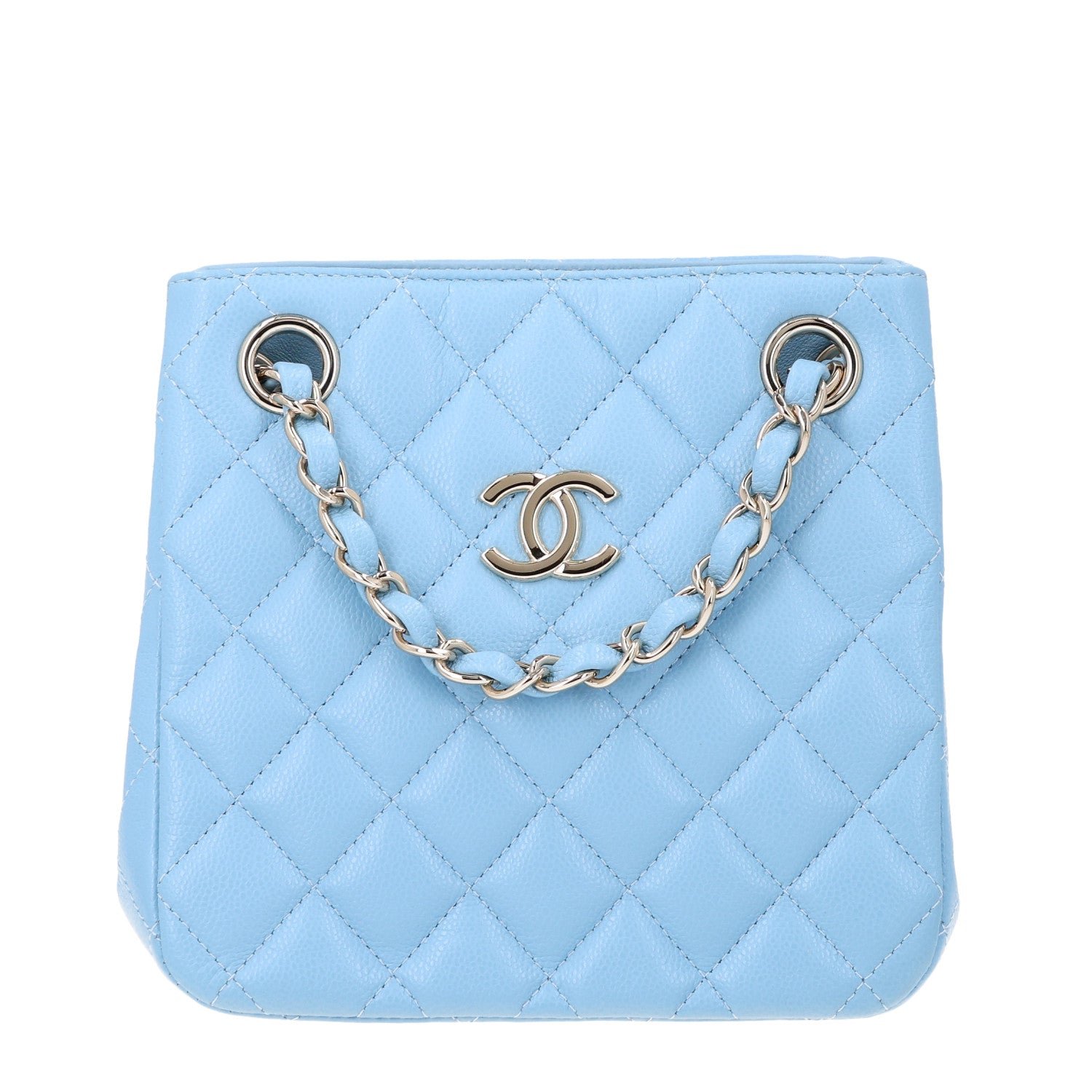 Chanel Caviar Quilted Mini Bucket Bag Blue