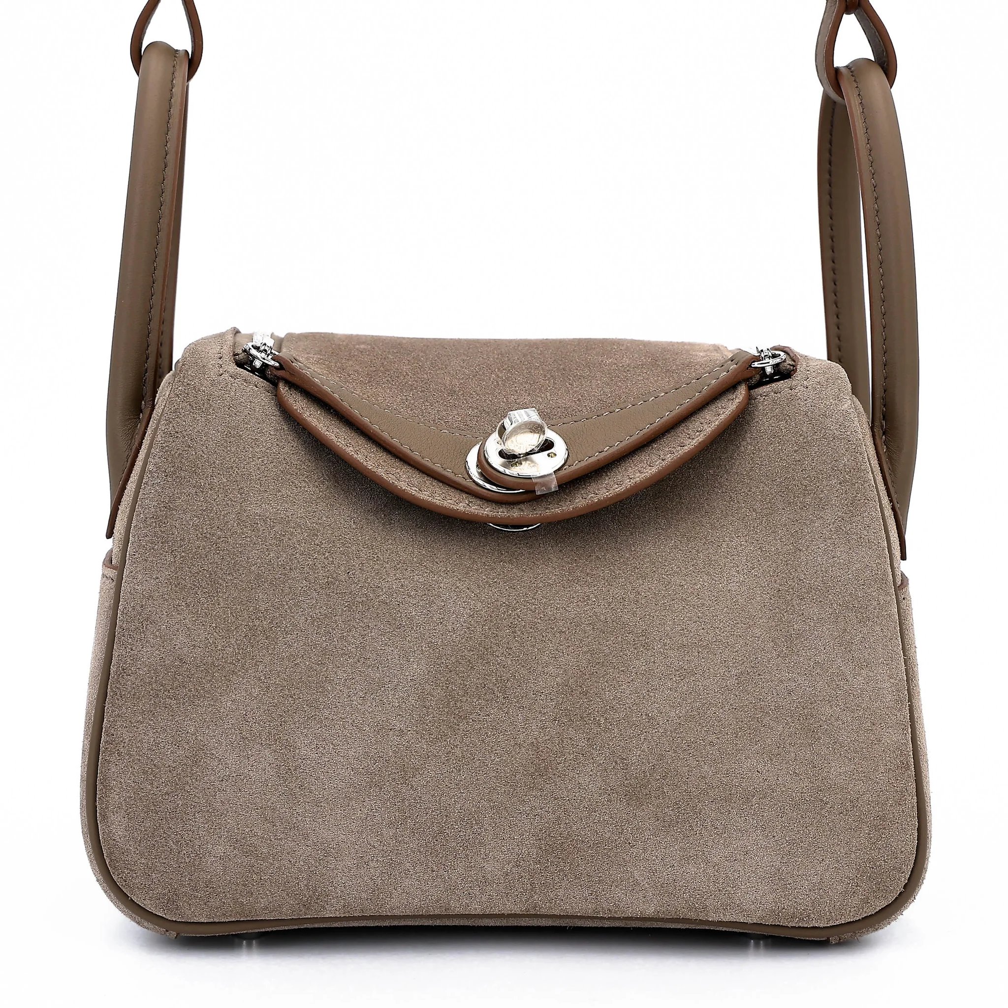 Brand New ( Rank N ) HERMÈS Mini Lindy II Etoupe (18) Grizzly Swift Palladium hardware G (2026)