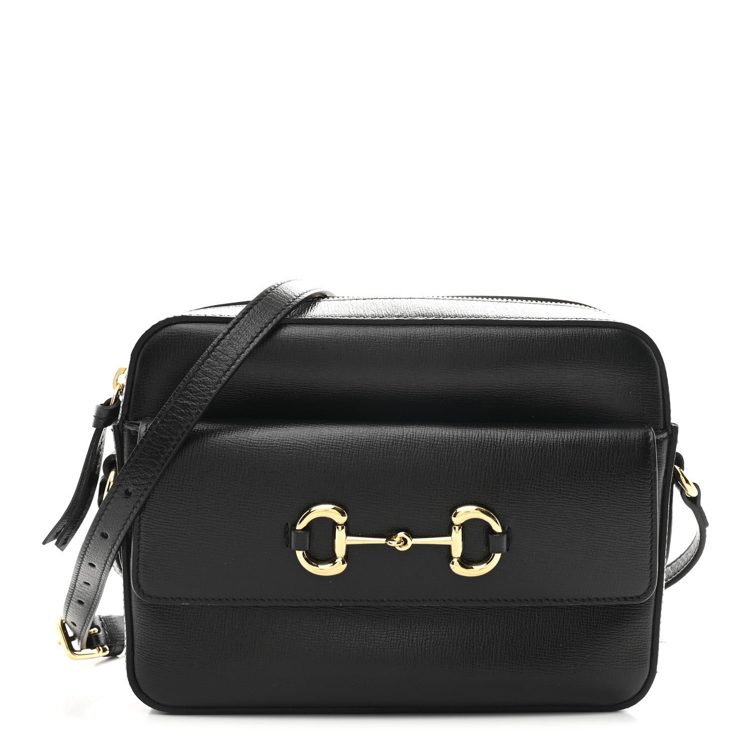 Gucci Textured Calfskin Small Horsebit 1955 Shoulder Bag Black