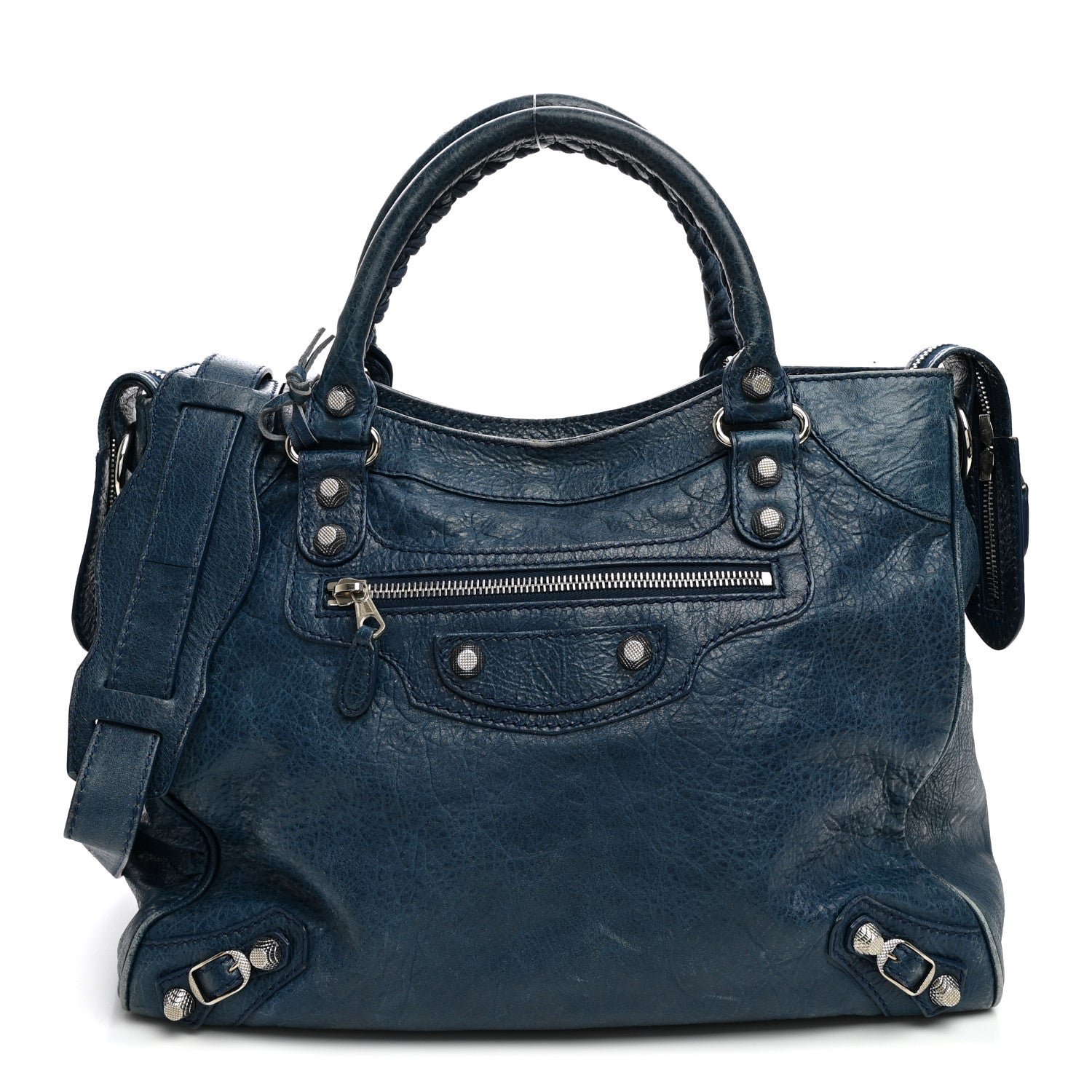 Balenciaga Agneau Giant 12 Silver Hardware Velo Bleu Mineral
