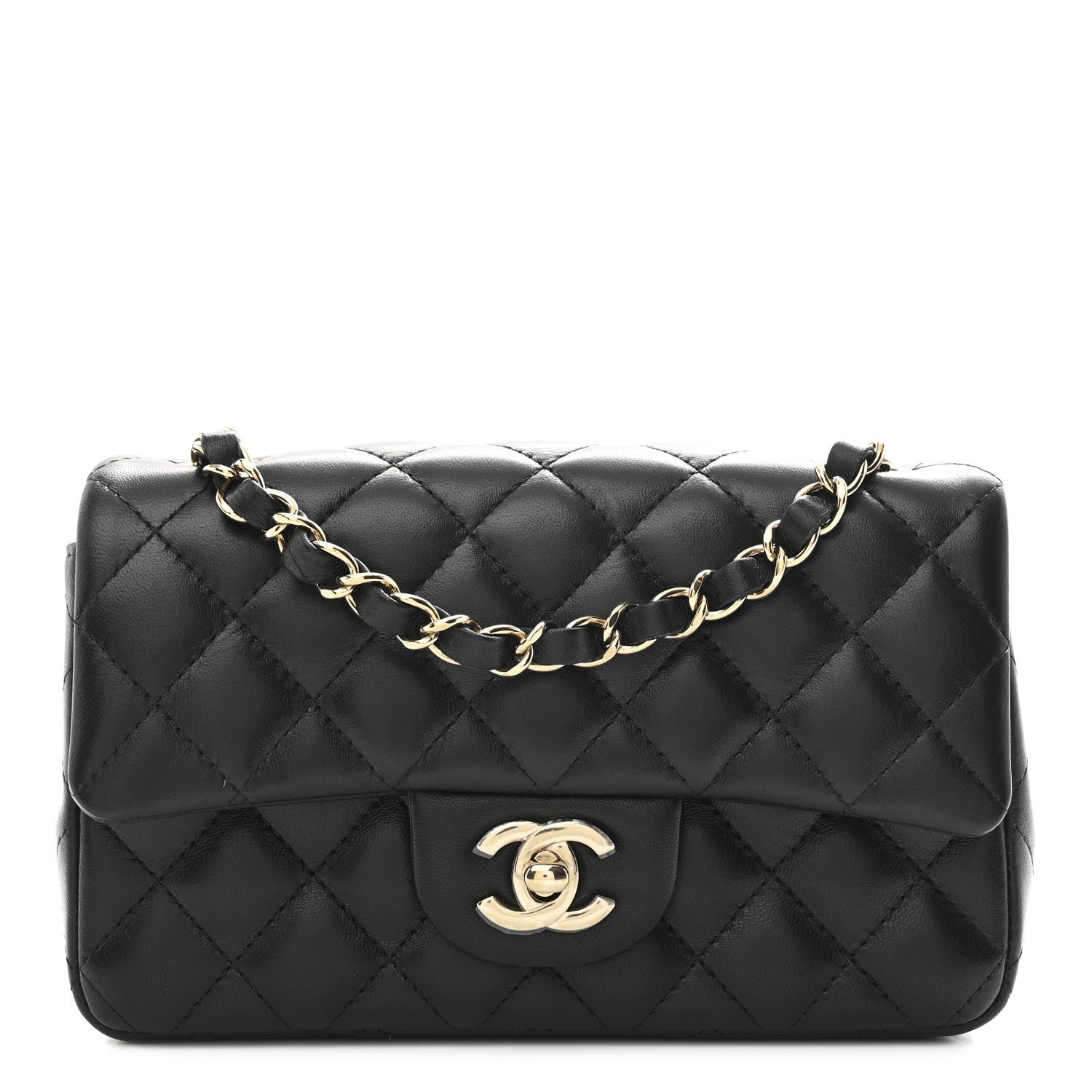 Chanel Lambskin Quilted Mini Rectangular Flap Black
