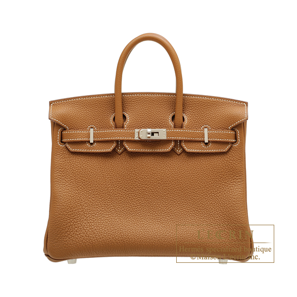Hermes Birkin bag 25 Gold Togo leather Silver hardware