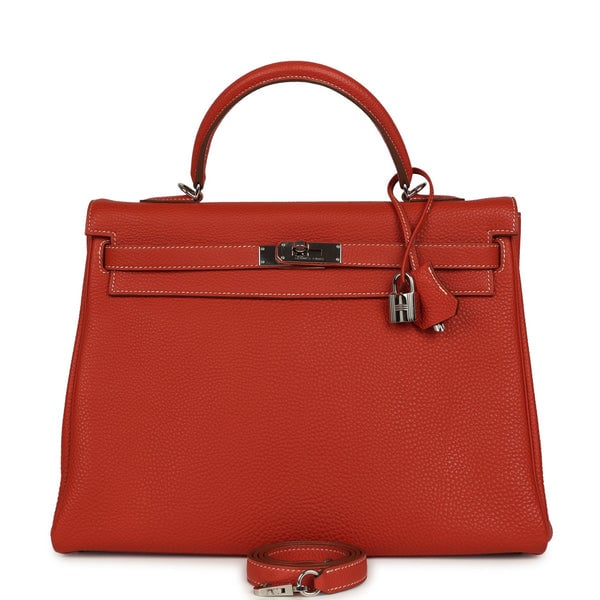 Hermes Pre-owned Hermes Retourne Kelly 35 Sanguine Clemence Palladium Hardware