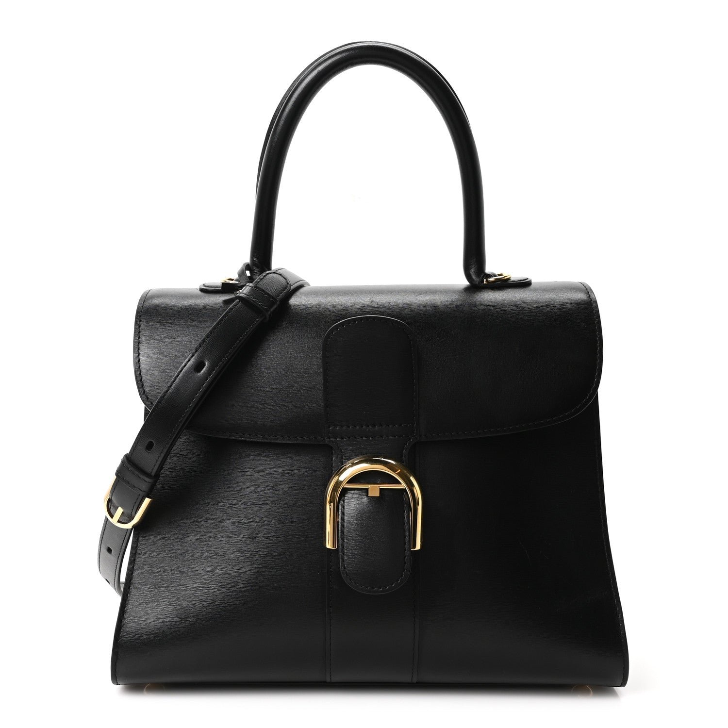 Delvaux Box Calfskin MM Brillant Satchel Black