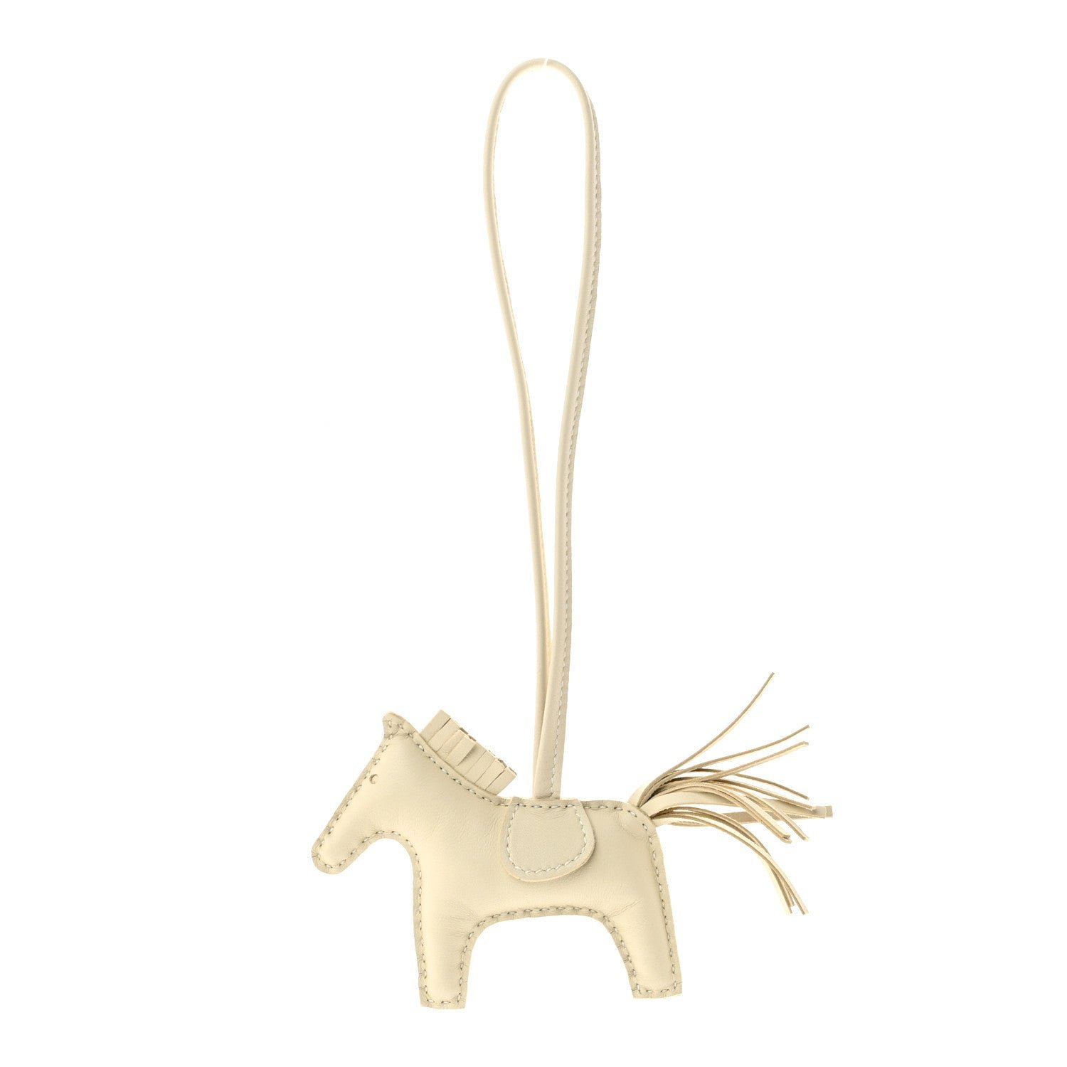 Hermes Milo Lambskin Grigri Rodeo Horse Bag Charm PM Craie