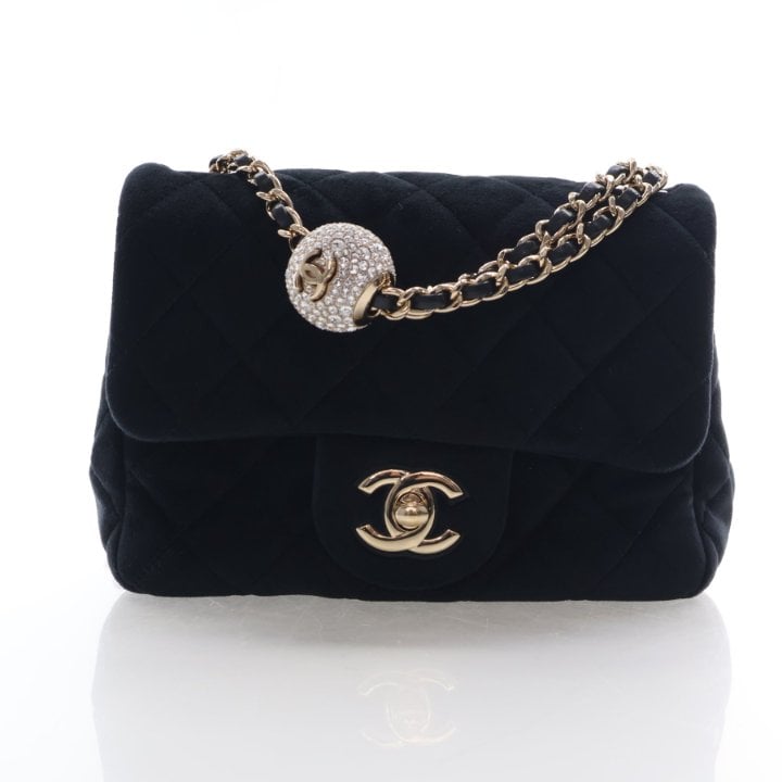 Chanel Mini Velvet Crystal Pearl Crush Bag