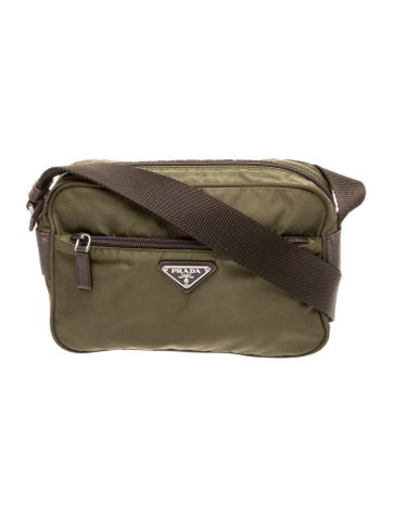 Enameled Metal Triangle Leather Trim Crossbody Bag