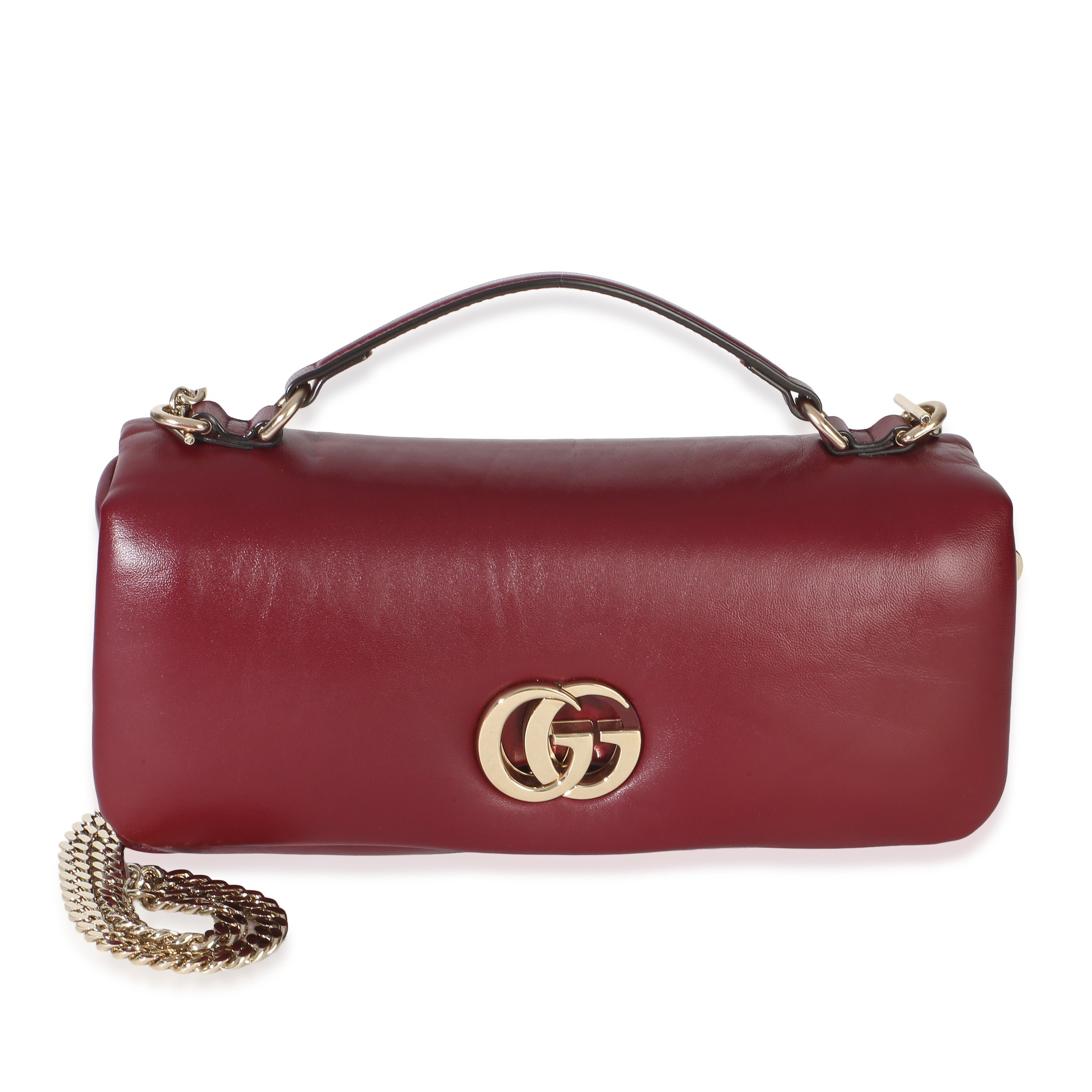 Burgundy Lambskin GG Milano Small Top Handle Shoulder Bag