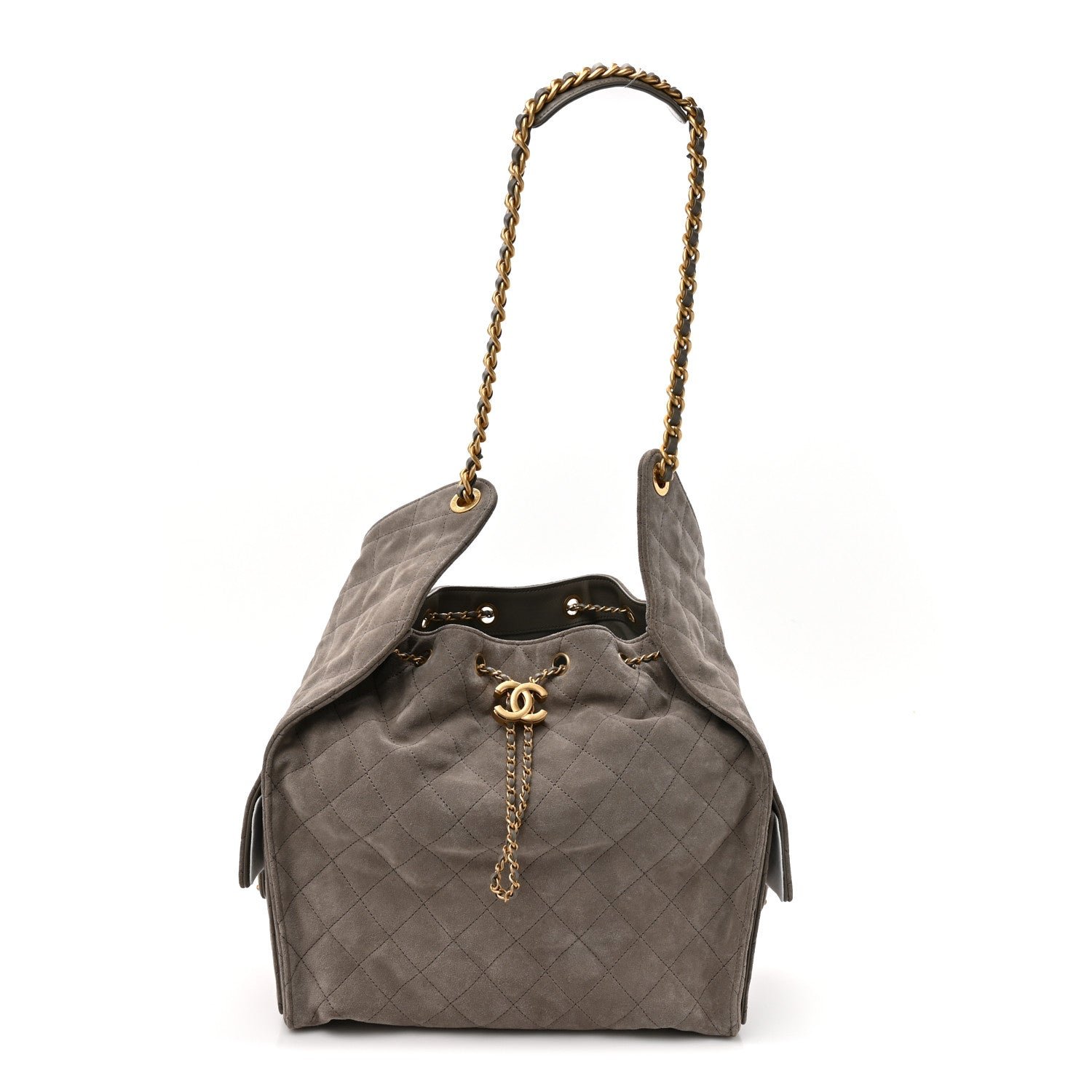 Chanel Suede Quilted Medium Chanel 25 Handbag Dark Grey