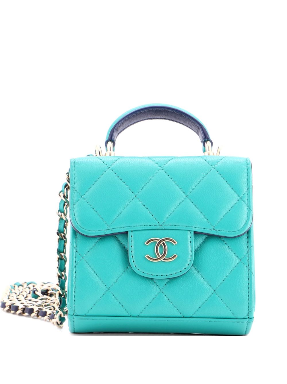 Square Classic Flap Top Handle Clutch with Chain Quilted Lambskin crossbody bag
