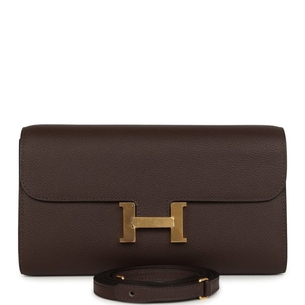 Hermes Hermes Constance Wallet To Go  Moka Evercolor Gold Hardware