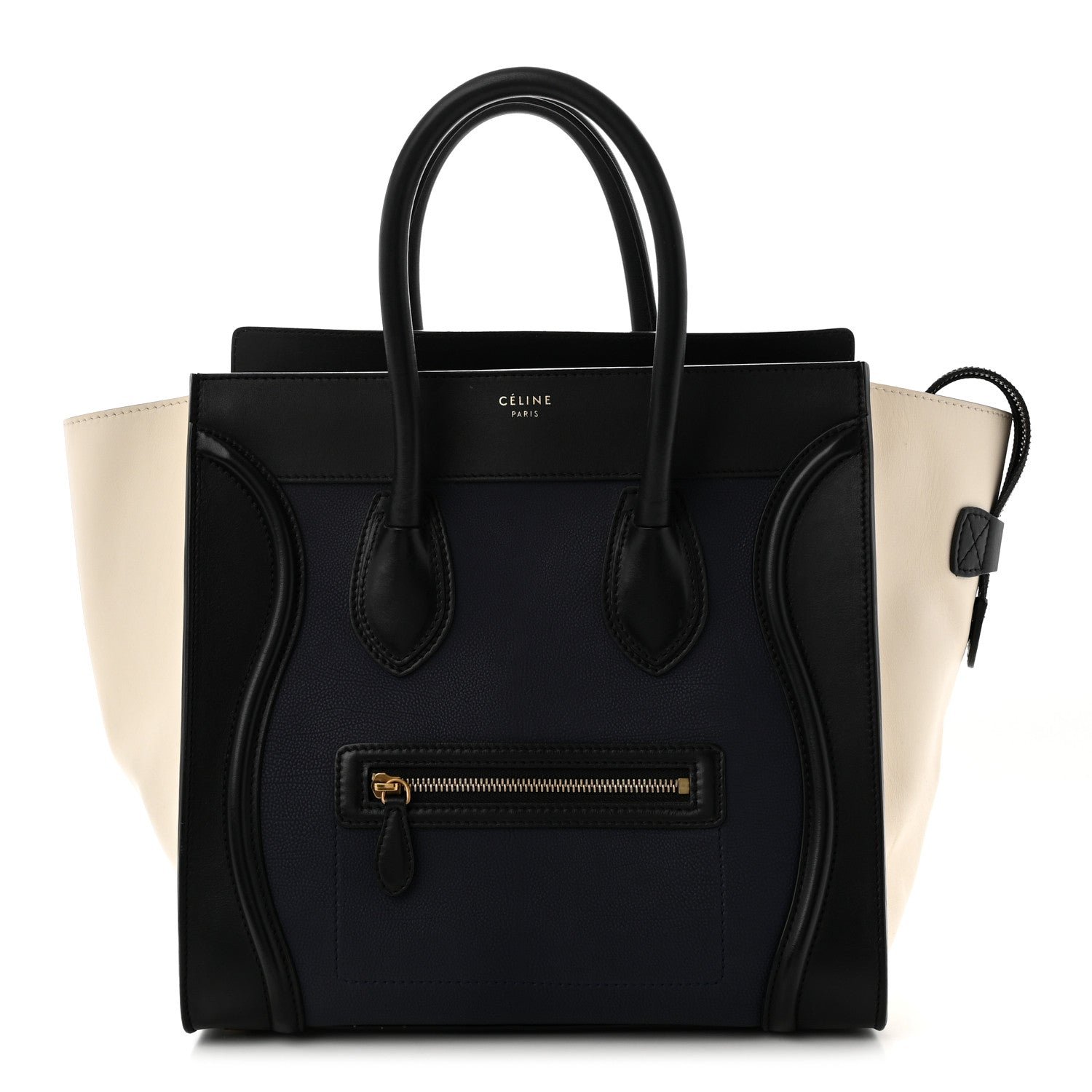 Celine Elephant Calfskin Mini Tri-Color Luggage Blue Black White