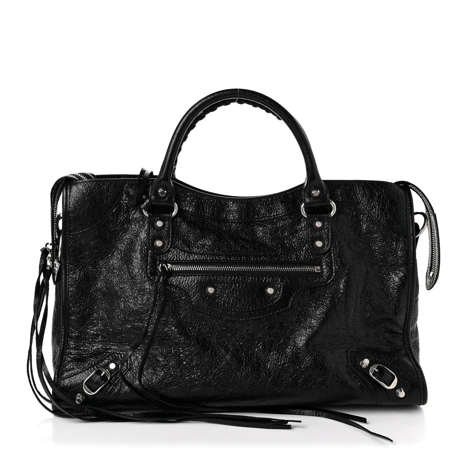 Balenciaga Agneau Arena Classic Silver Hardware Medium Le City Black