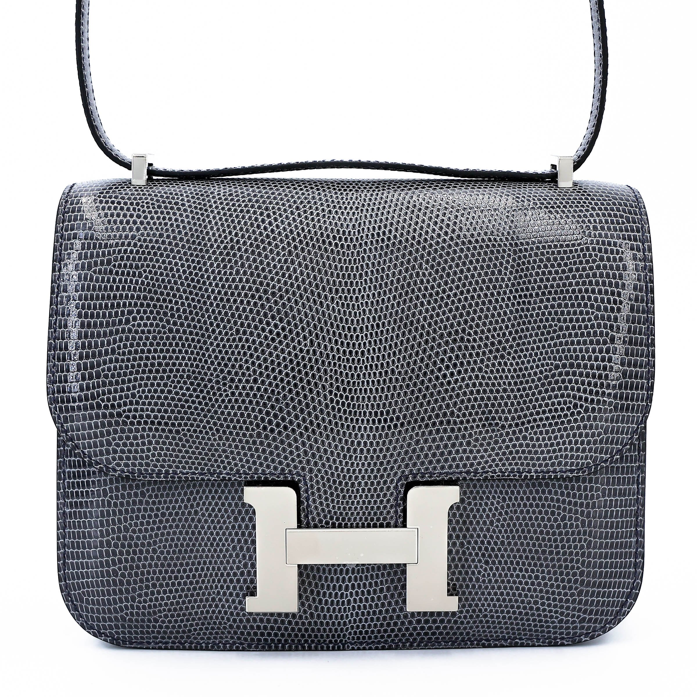 Unused ( Rank NS ) HERMÈS Constance Mini Ardoise (85) Shiny Lizard Palladium hardware U (2022)