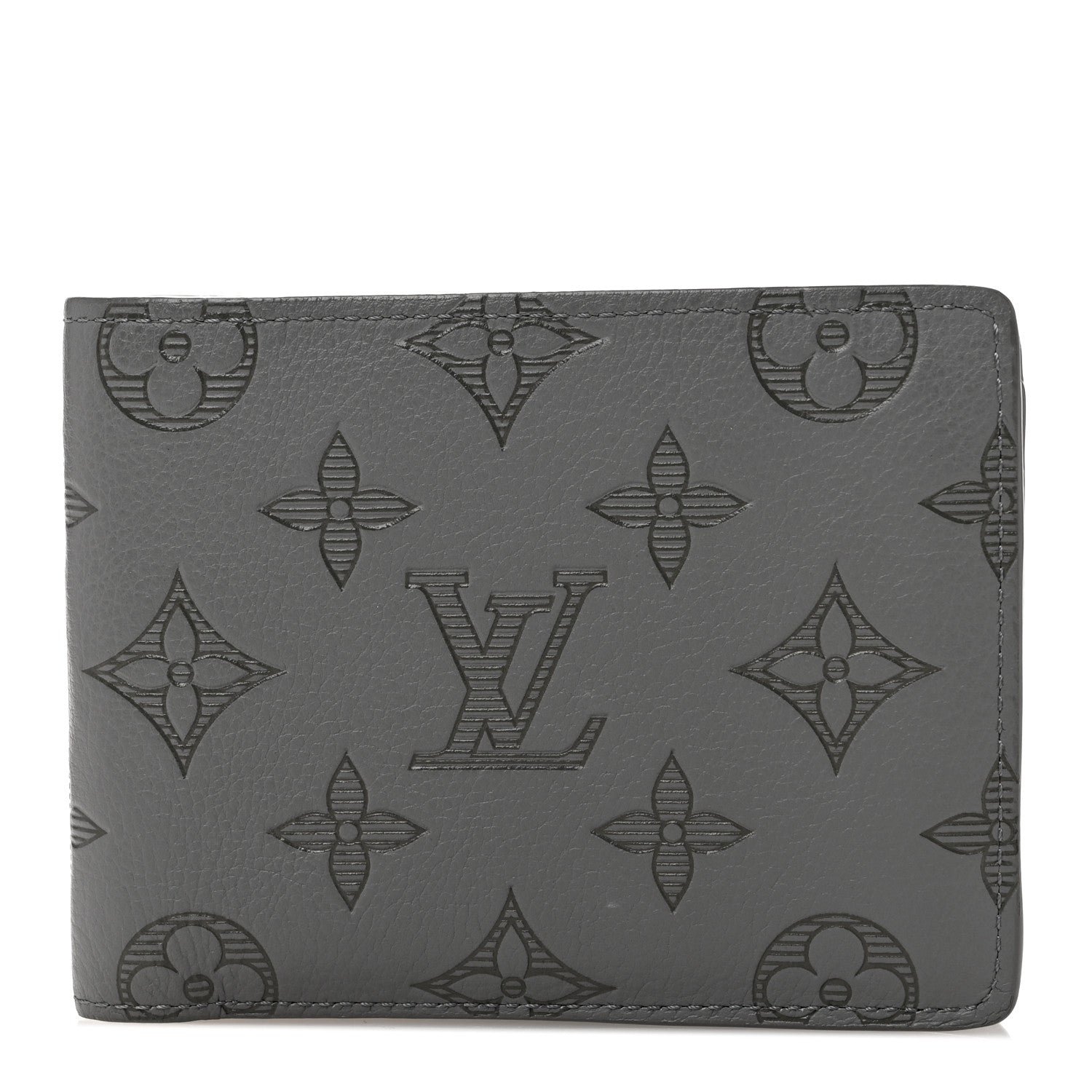 Louis Vuitton Calfskin Monogram Shadow Multiple Wallet Anthracite Gray