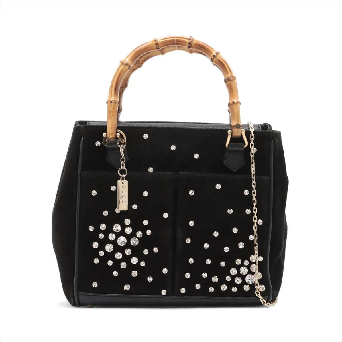 Gucci Bamboo suede x leather 2 Way Handbag Black VAULT remake