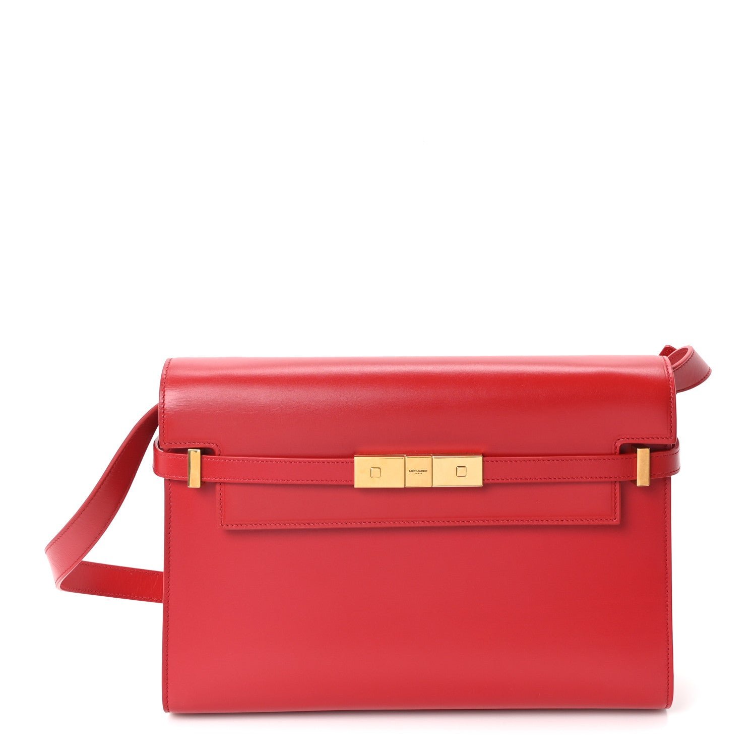 Saint Laurent Smooth Calfskin Manhattan Shoulder Bag Rouge Eros