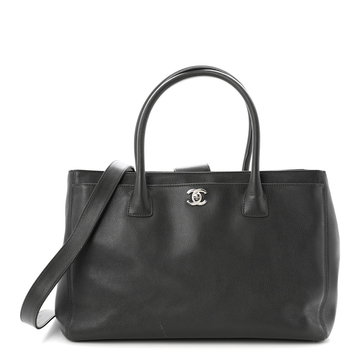 Chanel Calfskin Cerf Executive Shopper Tote Grey