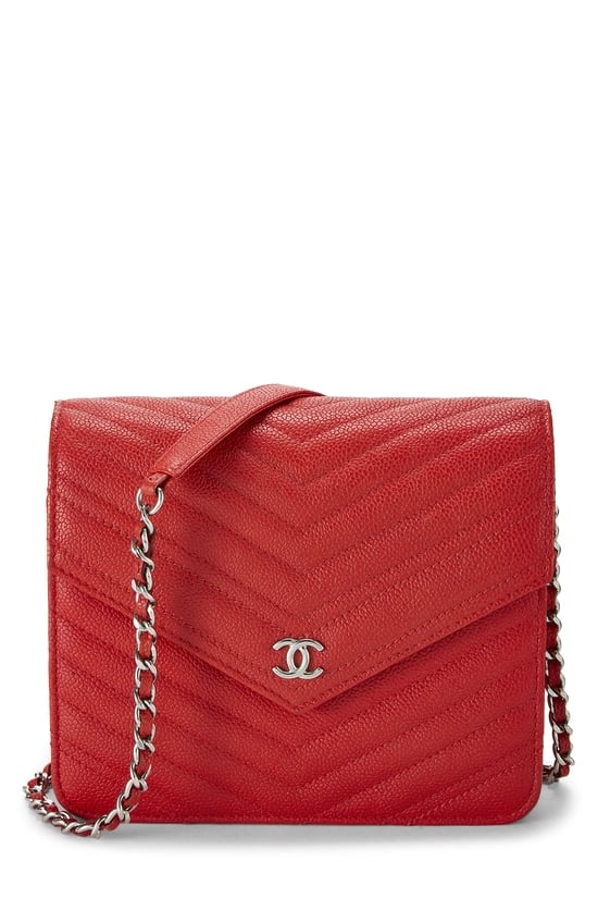 Red Chevron Caviar Boy Wallet on Chain (WOC)