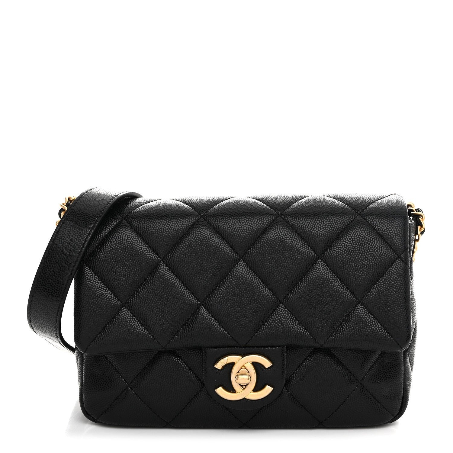 Chanel Caviar Quilted Small Twist Your Buttons Flap Black
