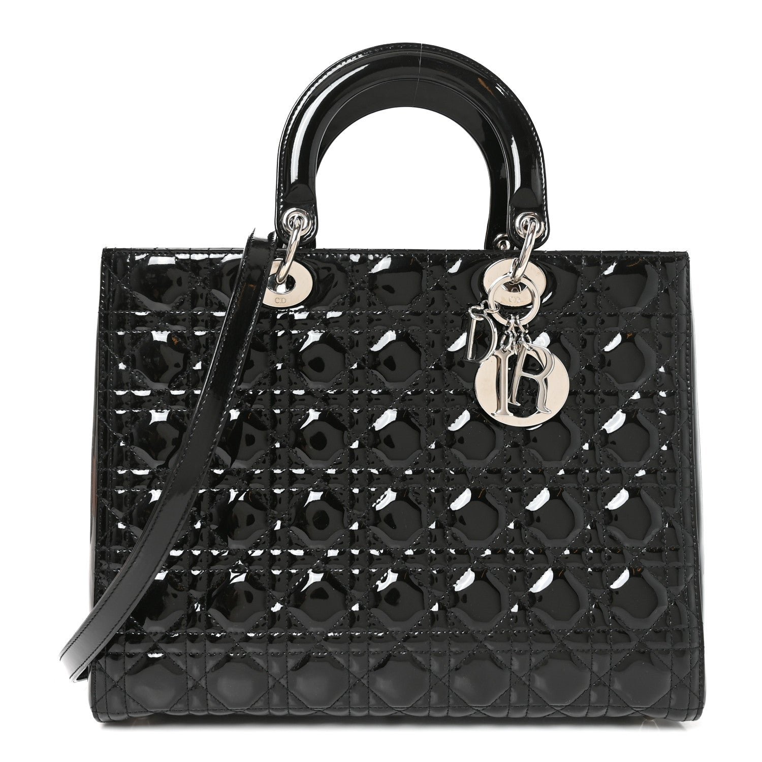 Christian Dior Patent Cannage Large Lady Dior Black