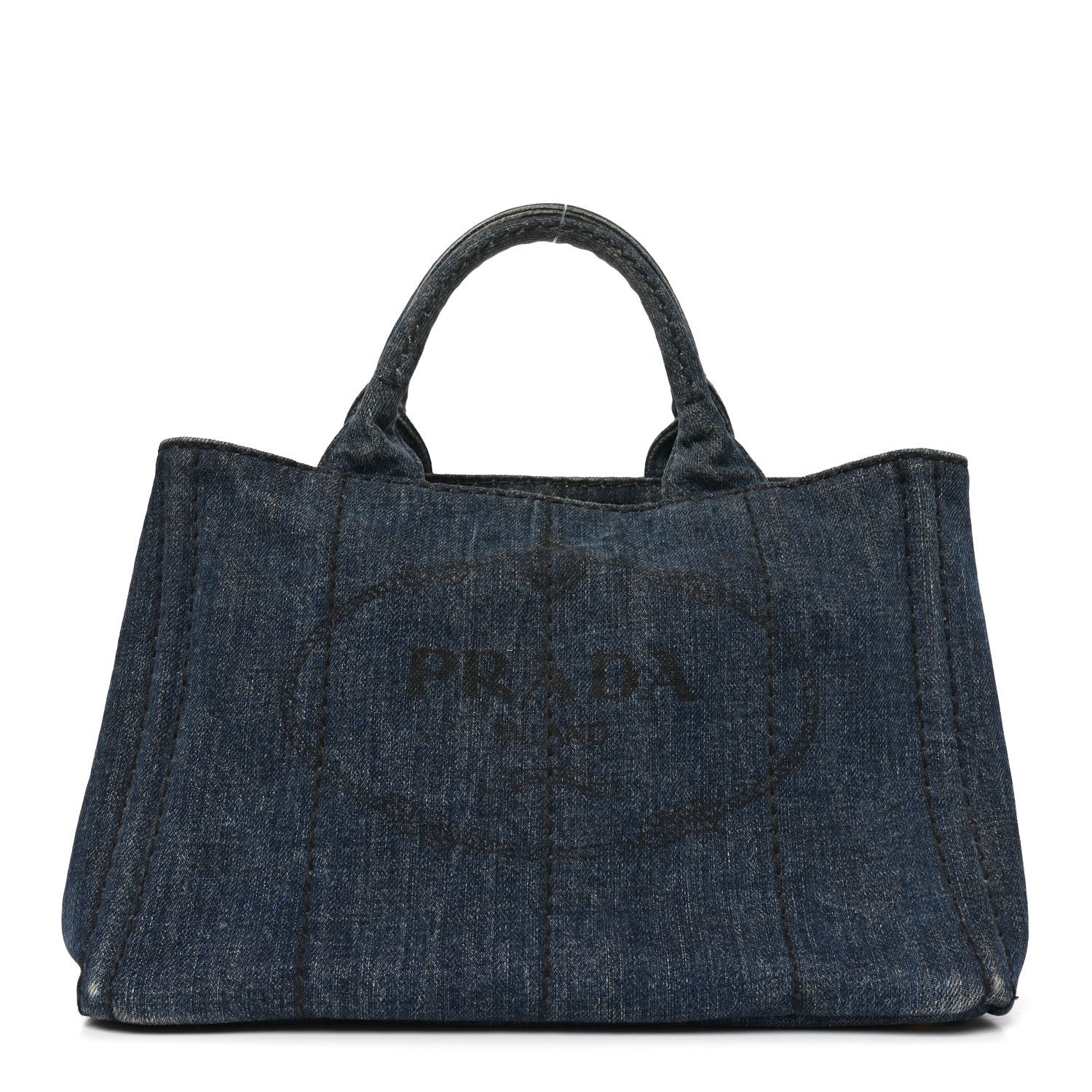 Prada Denim Canapa Small Logo Tote Avio