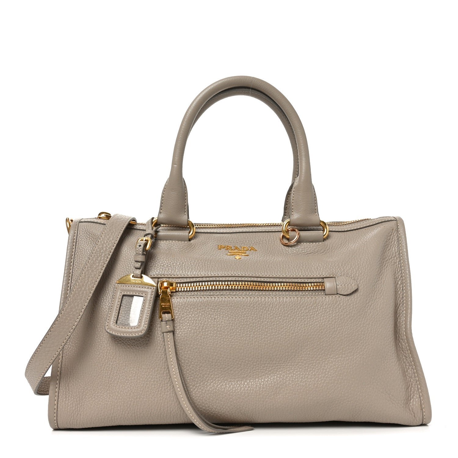 Prada Vitello Daino Shopping Satchel Pomice