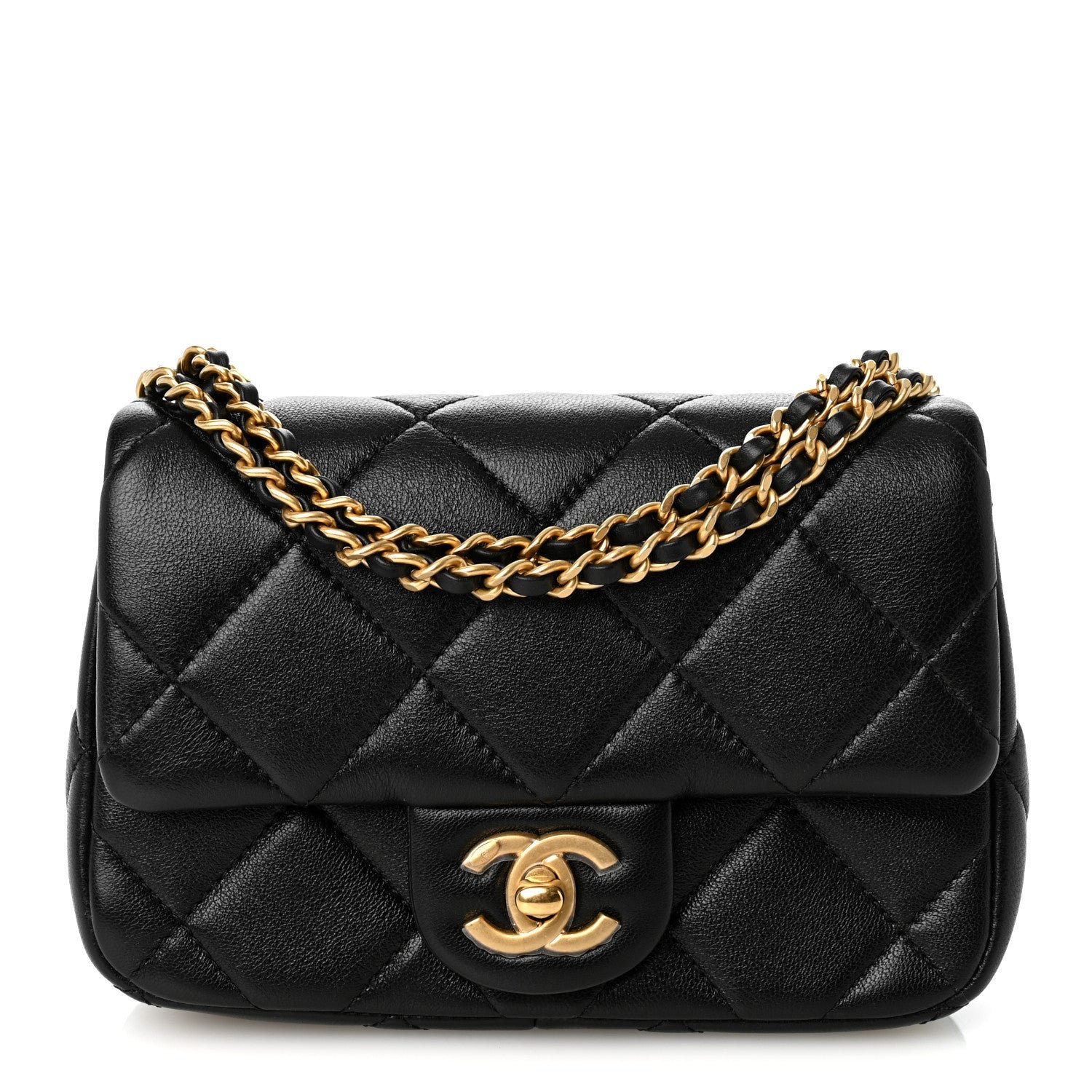 Chanel Lambskin Quilted Pearl Mini Flap Black