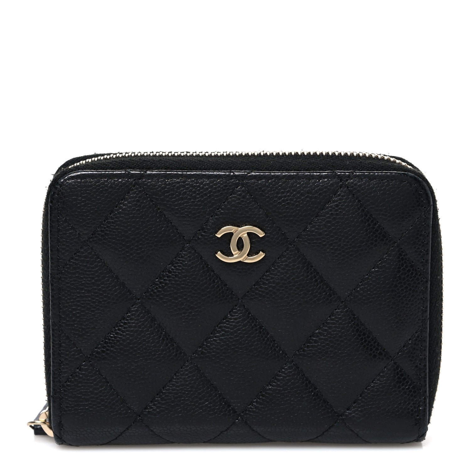Chanel Caviar Quilted Small Zip Around Wallet Black