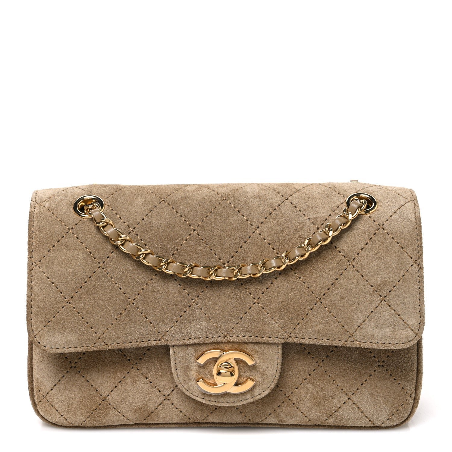 Chanel Suede Calfskin Mini Souplissimo Flap Dark Beige