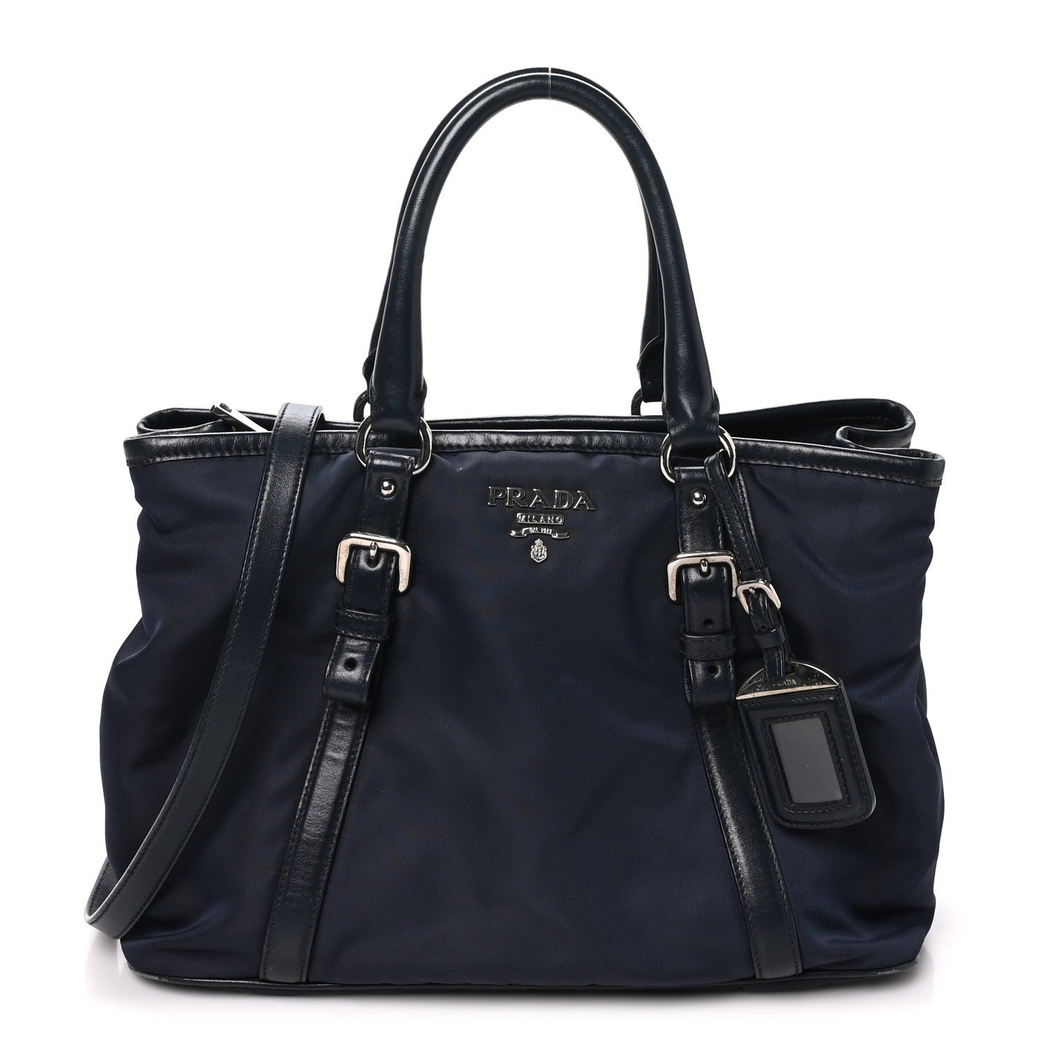 Prada Tessuto Nylon Soft Calf Small Tote Blue