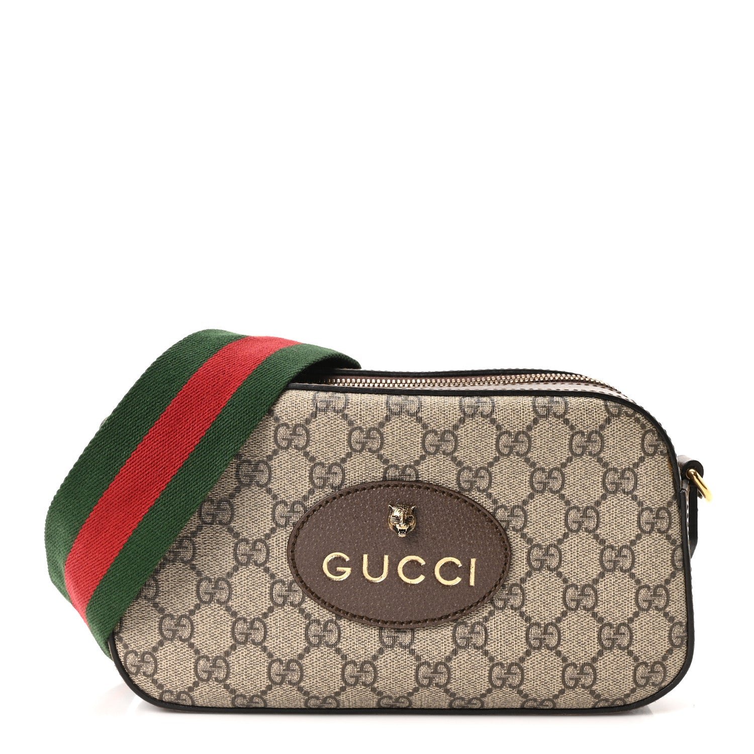 Gucci GG Supreme Monogram Web Neo Vintage Shoulder Bag Beige New Acero Crop