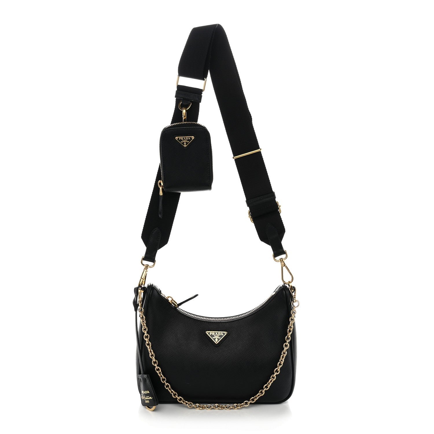 Prada Saffiano Lux Re-Edition 2005 Shoulder Bag Black