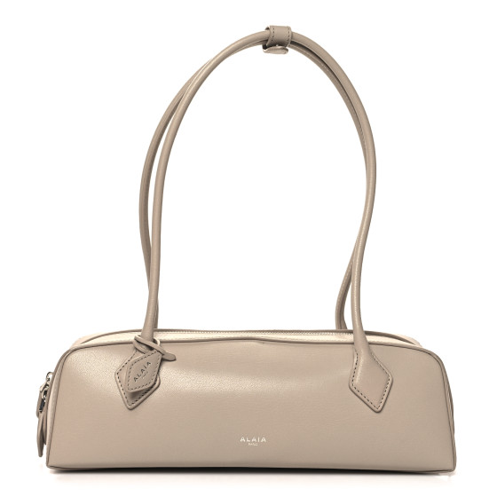 Alaia Shiny Goatskin Medium Le Teckel Bag Grege