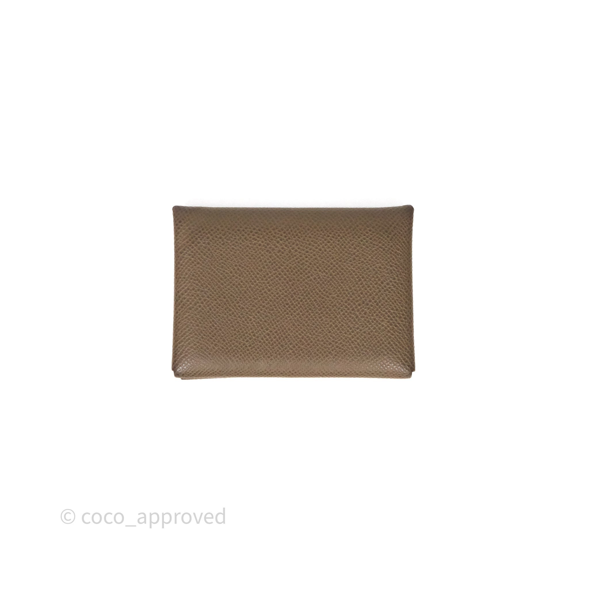 Hermès Calvi Duo Compact Card Holder Etoupe 18 Epsom