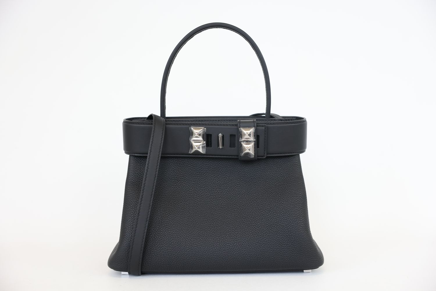 Hermes Medor Clous Bag, Black Togo and Swift Calfskin with Palladium Hardware, G 2026 Stamp, New in Box WA001