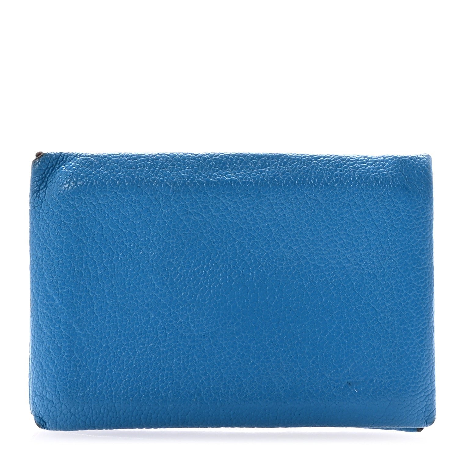 Hermes Chevre Mysore Verso Calvi Card Case Bleu Frida Cuivre